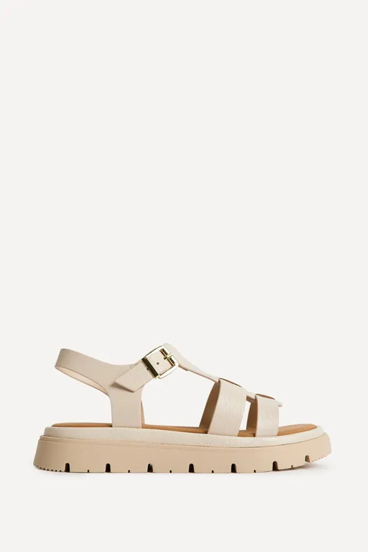 Adventure Beige Gladiator Flat Sandals - Linzi