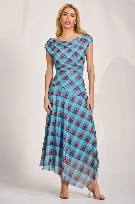 Asymmetric Draped Mesh Maxi Dress - Jolie Moi