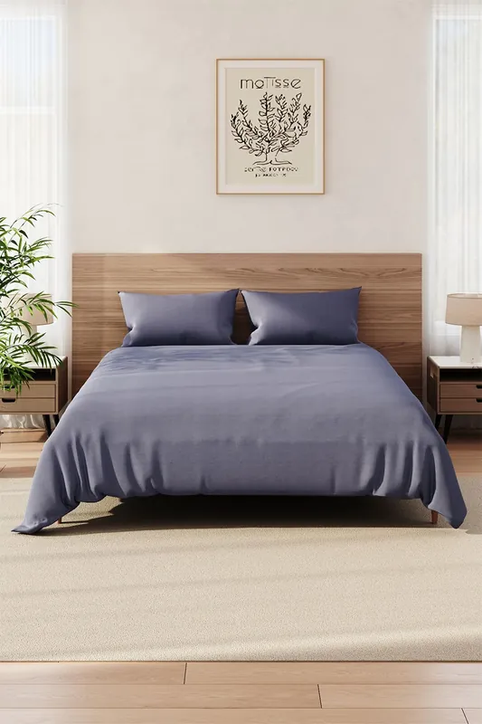 3Pcs Simple Solid Color Brushed Flat Sheet Set for Single-Bed
