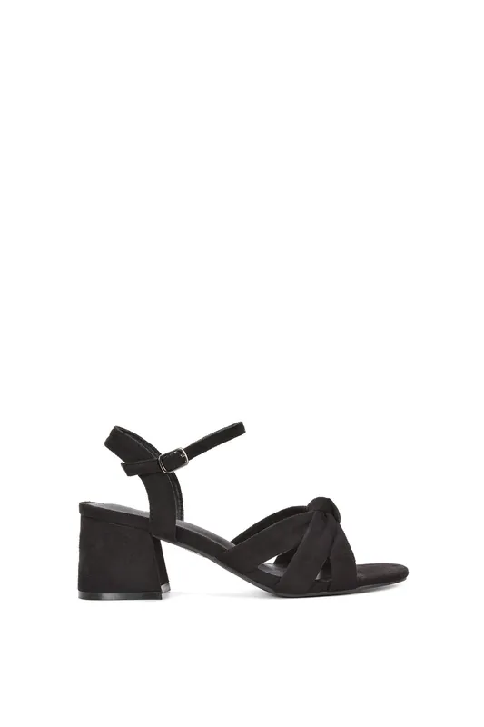 Candice' Strappy Block Heel Sandals With Knot Detail - XY London
