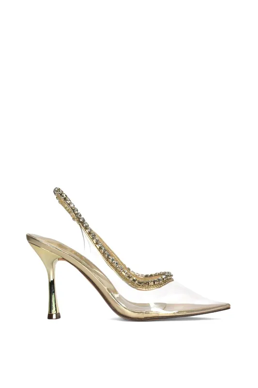 Beryl' Jewelled Perspex High Heels With Pointed Toe - XY London