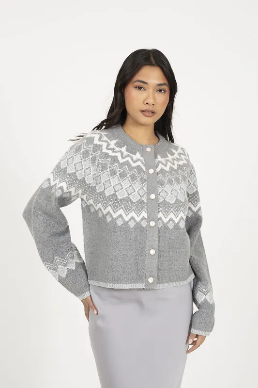Fairisle Cardigan With Faux Pearl Buttons - Brave Soul