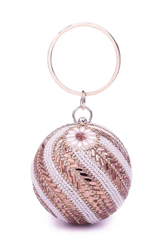 Ball Shape Spiral Crystals Pattern Clutch Bag - Kitise
