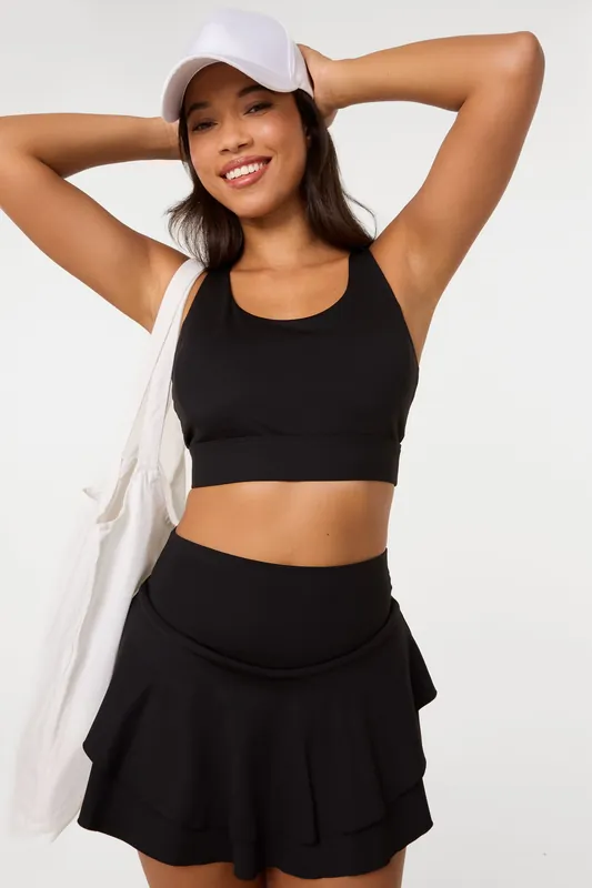 Black Crossback Active Crop Top - Pink Vanilla