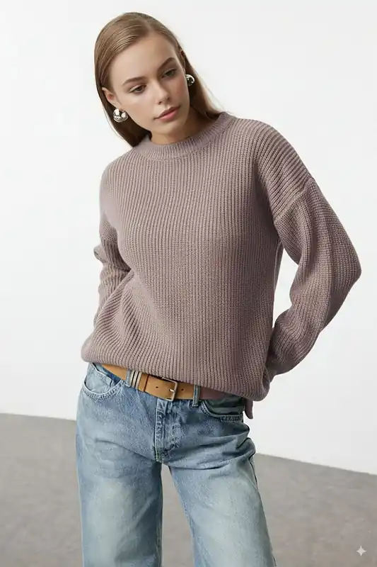 Ribbed Soft Textured Knit Sweater - WOVCOR