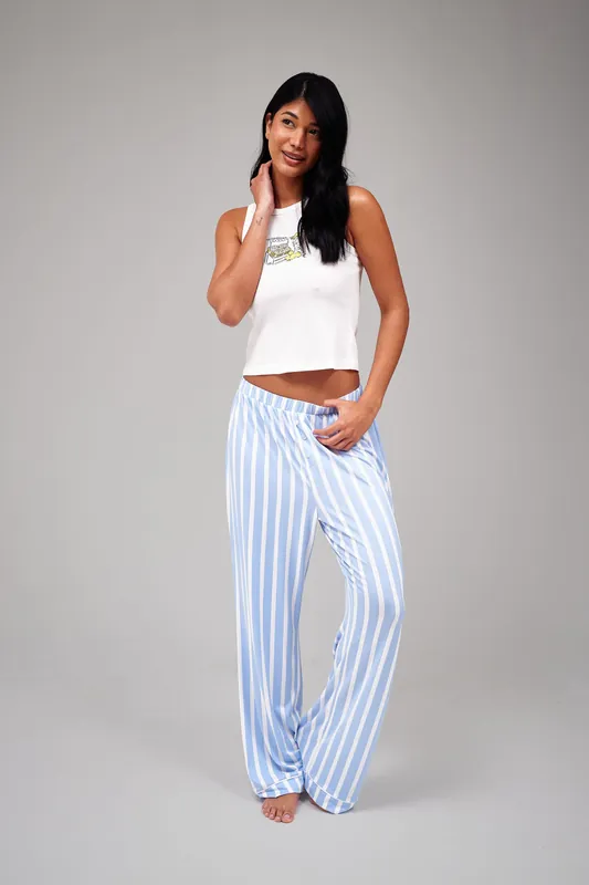 Lemon Ribbed Vest and Stripe Trouser Pj Set - Loungeable