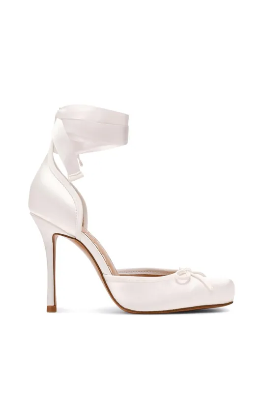 Larina White Satin' Fabric Heels - STEVE MADDEN