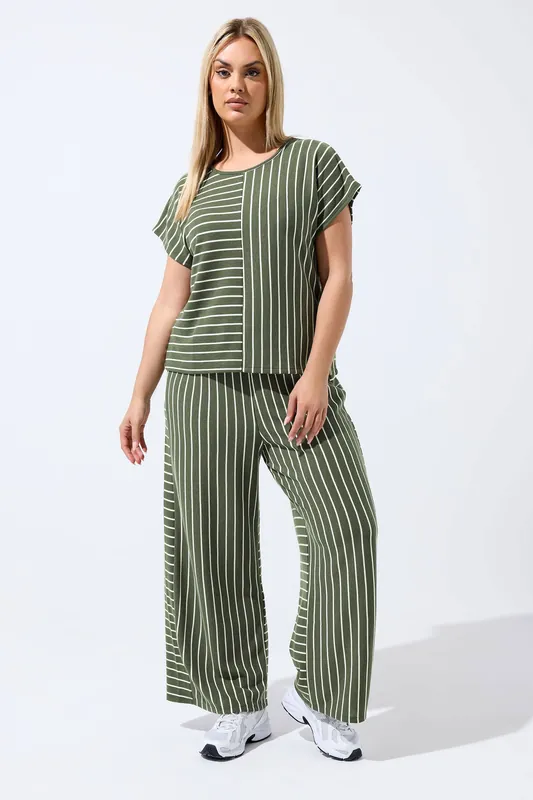 Stripe Wide Leg Trousers - Yours