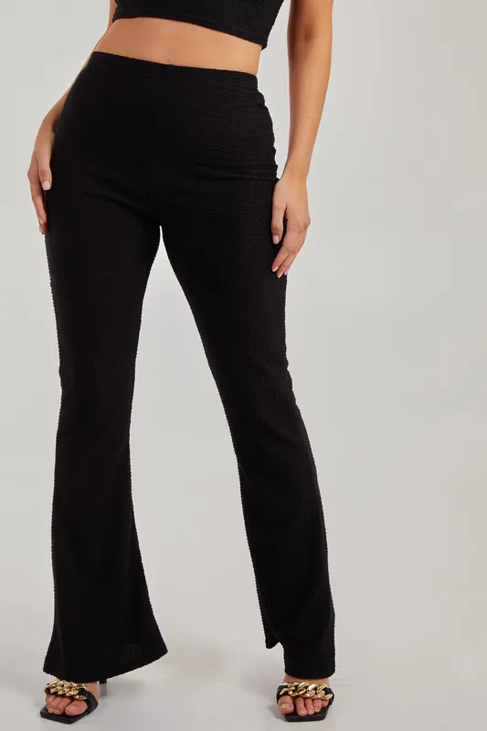 Waffle Flared Trouser - Pink Vanilla
