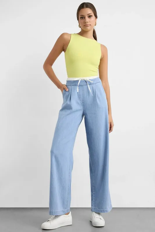Straight-Leg Pants with Double Belt