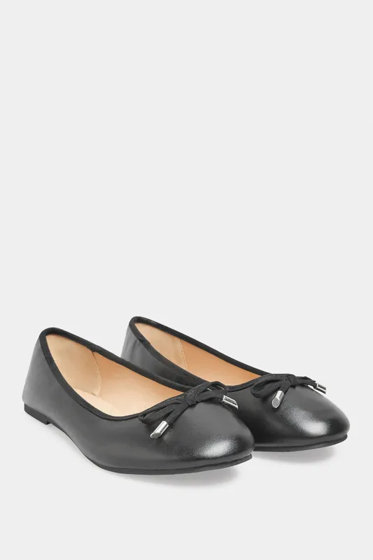 Extra Wide Fit Ballerina Pumps With Bow Detail - Yours