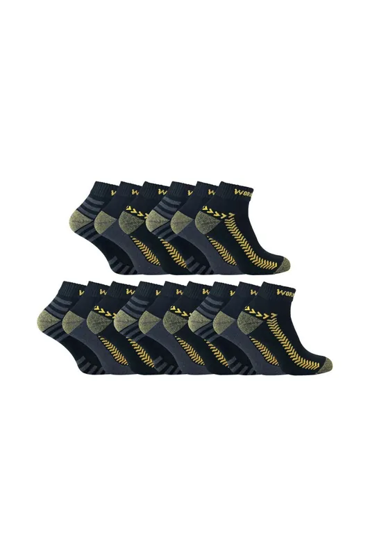 15 Pairs Multipack Ankle Trainer Socks: Low-Cut Reinforced Work Socks