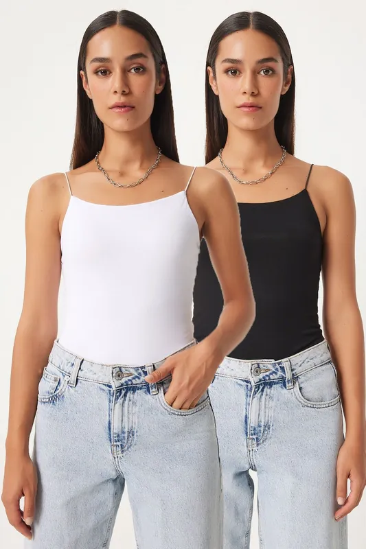 Fitted viscose blend cami blouse - Happiness Istanbul