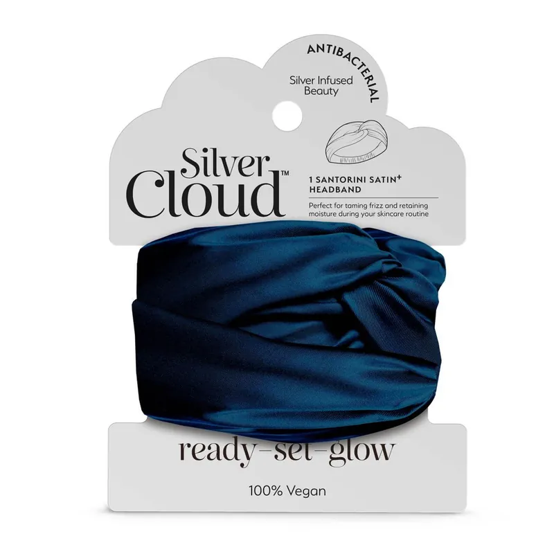 Satin+ Headband Santorini Navy - Silver Cloud