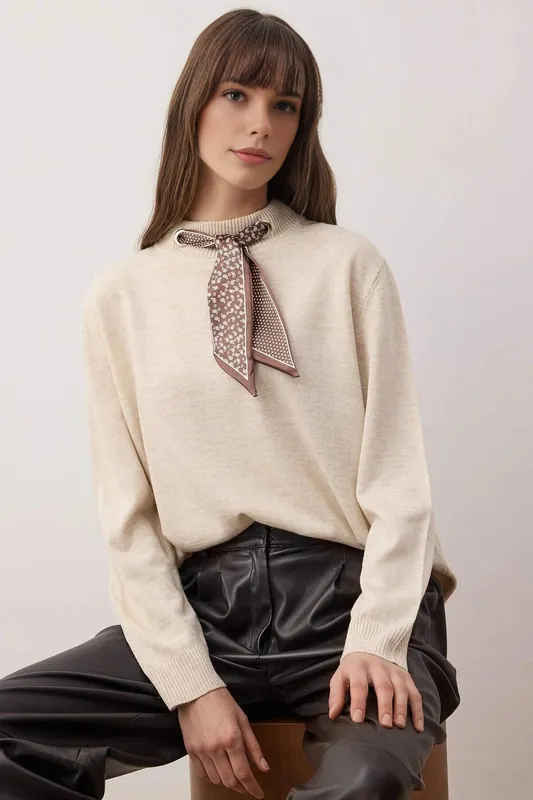 Scarf Collar Detail Soft Knit Jumper - WOVCOR