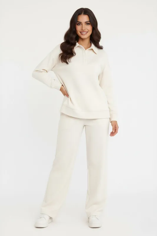 Rugby Top and Straight Leg Trouser Co-ord Set - Interlock - Two Piece