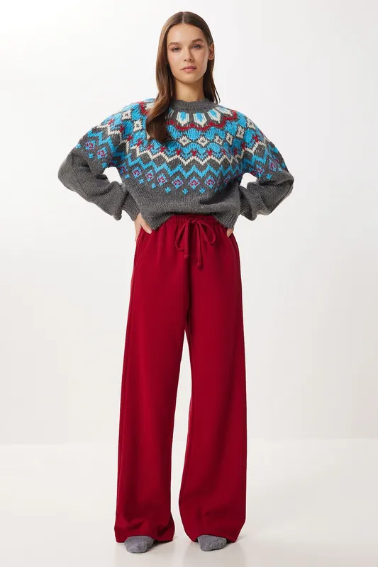 Wide Leg Jogger Pants with Drawstring Closure - Happiness Istanbul