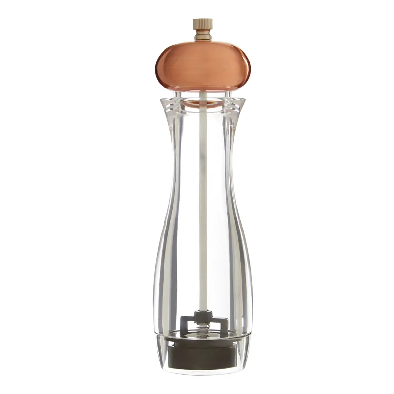 Medium Clear And Gold Salt & Pepper Mill, Acrylic Grinder With Gold Finish Accents, Adjustable Ceramic - Orsina