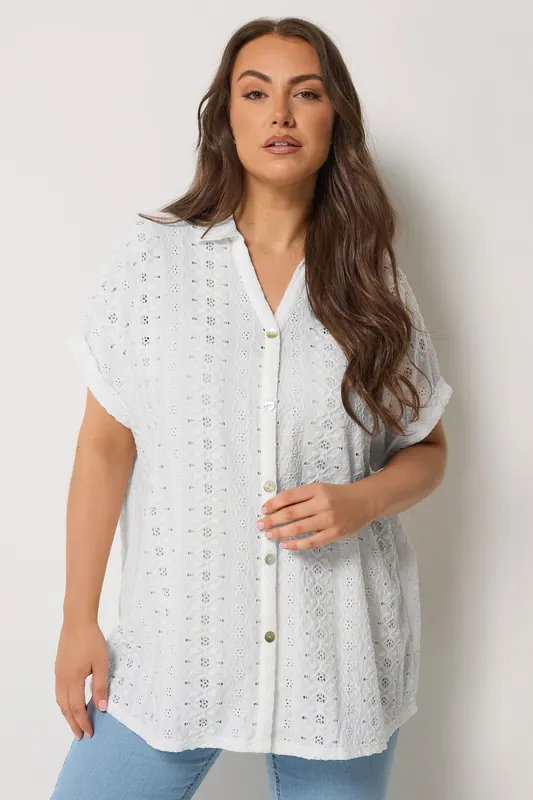 Broderie Anglaise Grown-On Sleeve Shirt