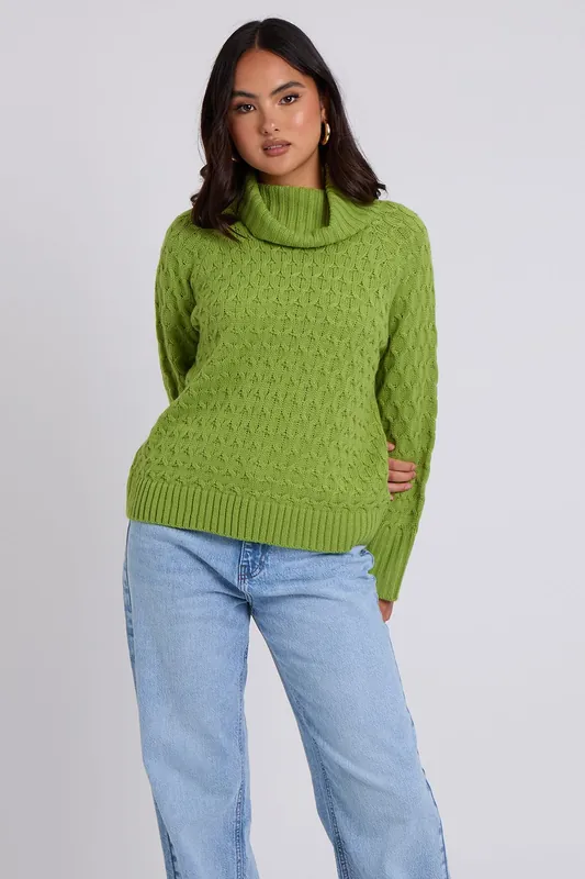 Honeycomb Cable Roll Neck Jumper - Urban Bliss