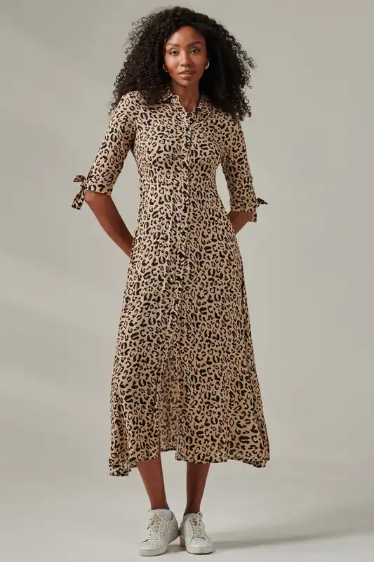 Nora Print Viscose Maxi Shirt Dress - Jolie Moi