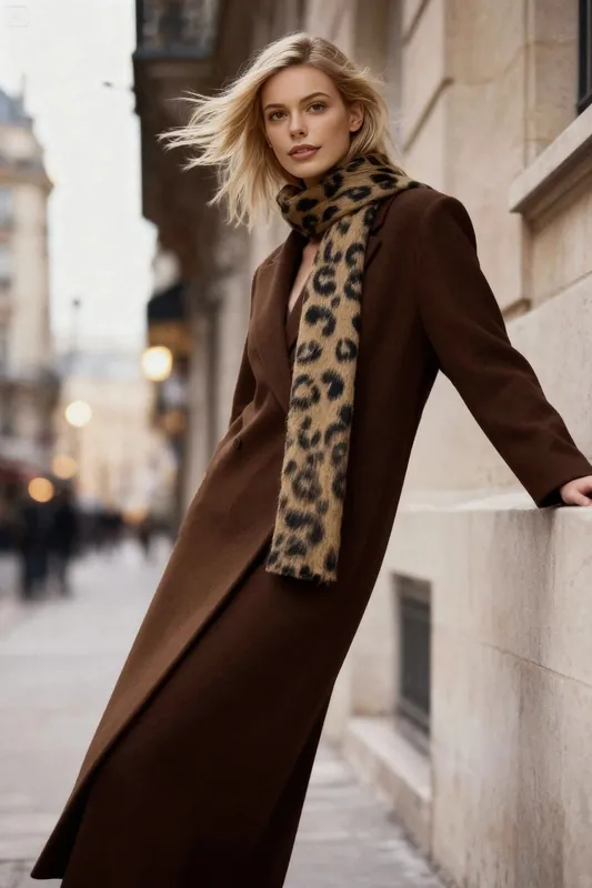 Leopard Print Brushed Knit Soft Winter Scarf - WOVCOR