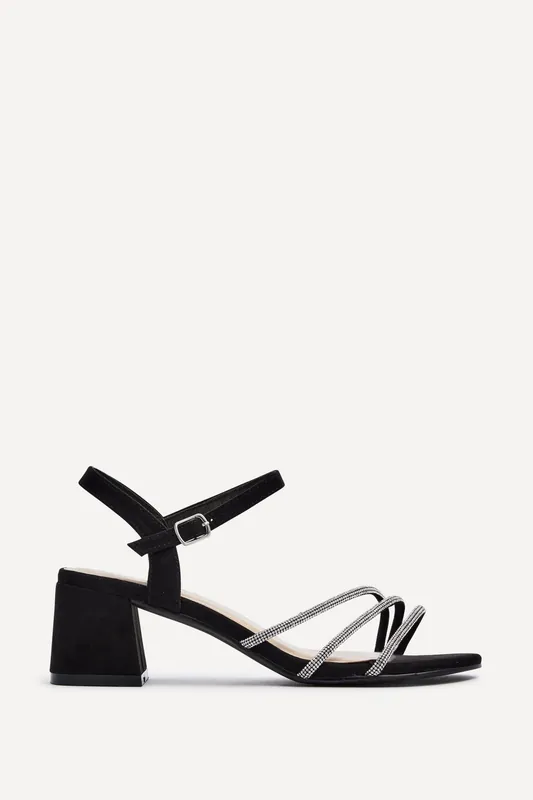 Carnation Black Suede Open Back Sandal - Linzi