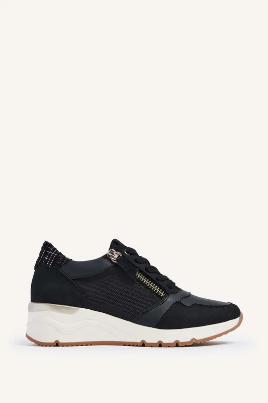 Luca Black Wedge Trainers - Linzi