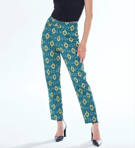 African Print Suit Trousers in Green, Yellow & Navy - Liquorish