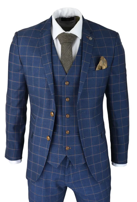 3 Piece Suit Check Peaky Blinders 1920 Gatsby Smart Vintage Suit - Infinity Leather