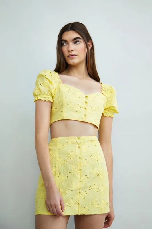 Button Through Crop Top - Shnoo
