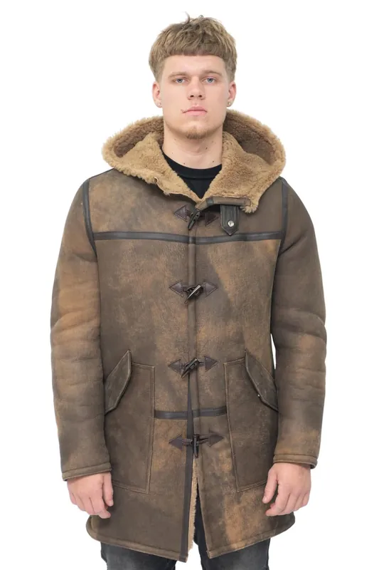 Antique Sheepskin Duffle Coat-Leyburn