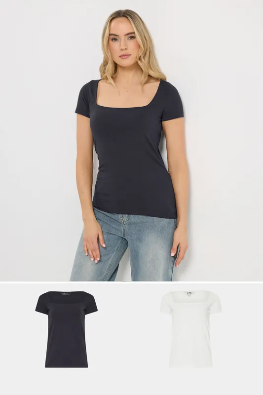 Tall 2 Pack Square Neck Tops - Long Tall Sally
