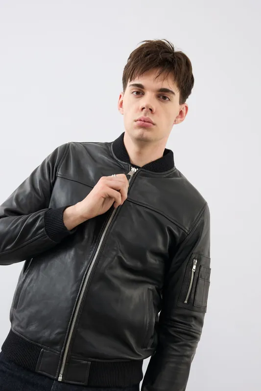 Real Leather Ma1 Max Bomber Jacket - Bolongaro Trevor