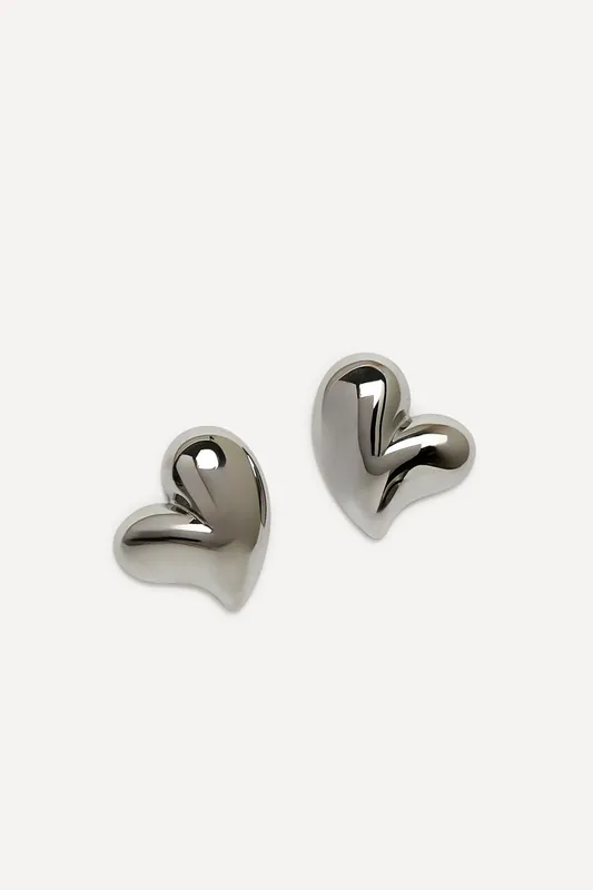 Wish Silver Wave Heart Stud Earrings - Linzi