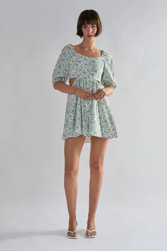 Tie Back Square Neck Mini Dresses - Shnoo