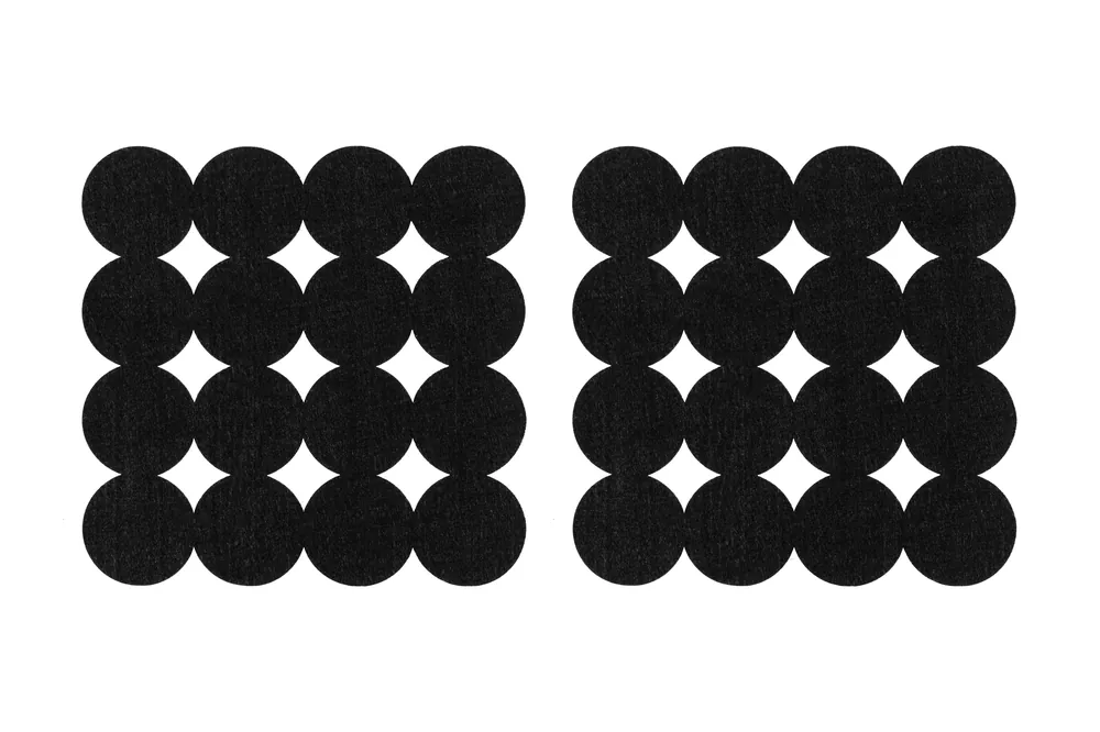 Set of Two Black Felt Block Design Placemats, Durable Heat-Resistant Table Mats for Dining