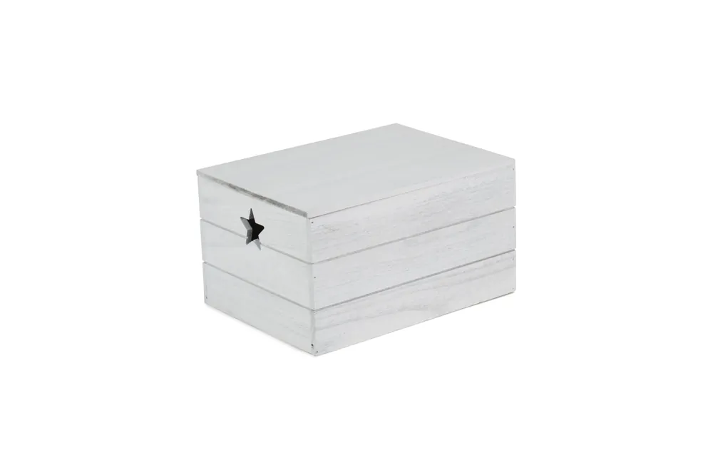 Wooden Vintage Effect Star Cut Out Box - Red Hamper