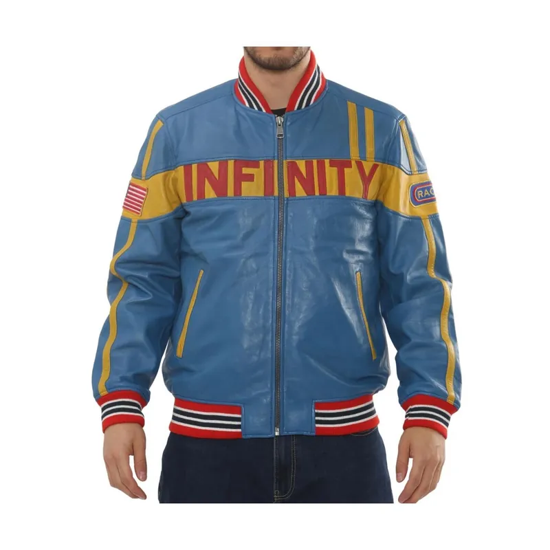 Motorcycle Jacket Leather Biker Bomber with American Flag Coat - TruClothing
