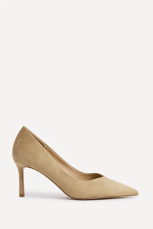 Classic Camel Faux Suede Court Heels - Linzi