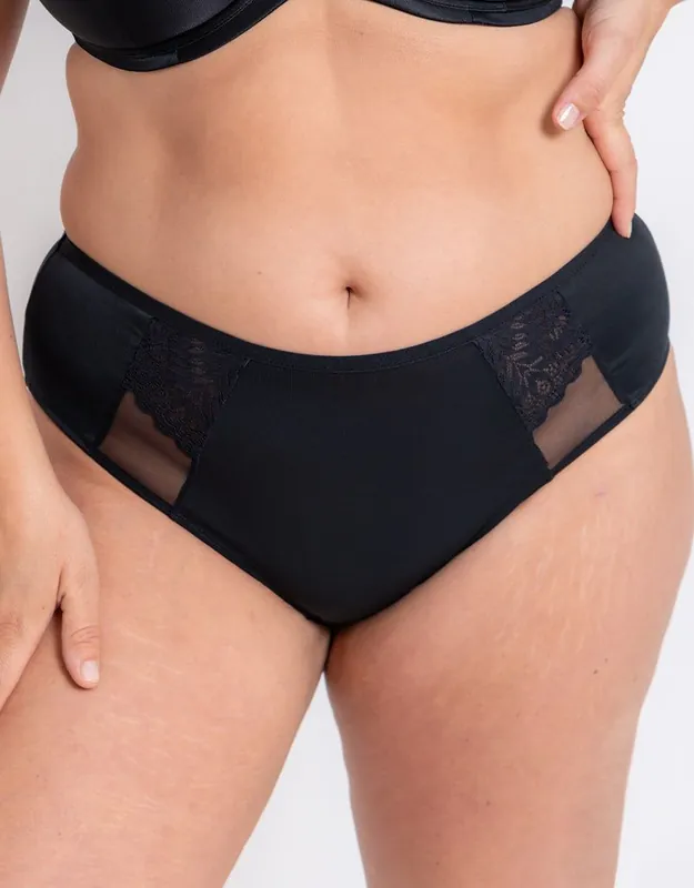Kin Full Brief Lace Detail Mesh Knickers - Adella