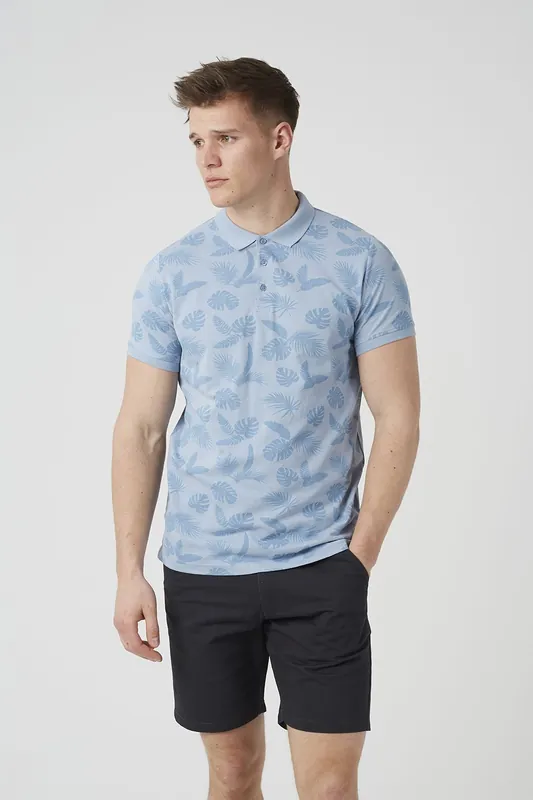 Leaf Print Cotton Polo Shirt - Brave Soul