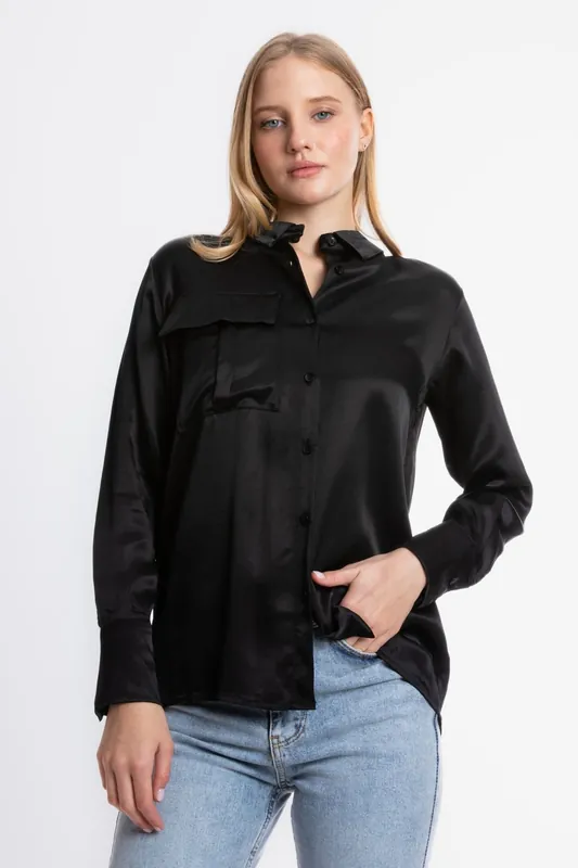 Satin Buttoned Pocket Shirt - Hiccup