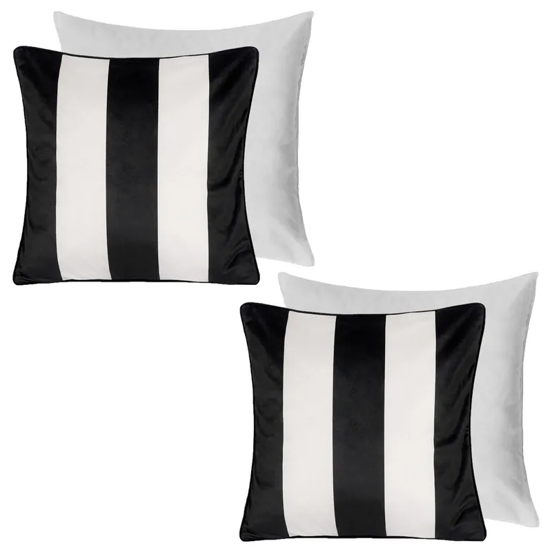 2 Pack Stripe Matte Velvet Filled Cushion Covers - OHS