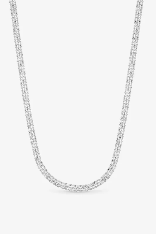 Rhodium Plated Cubic Zirconia Baguette Necklace - Jon Richard