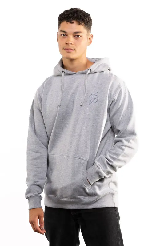 Flash Outline Logo Cotton Hoodie Grey