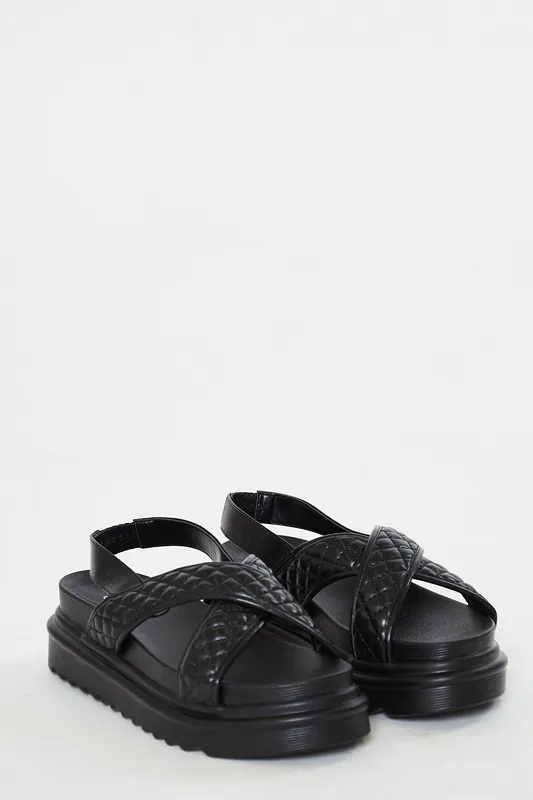 Cross Strap Flatform Sandals - Shnoo