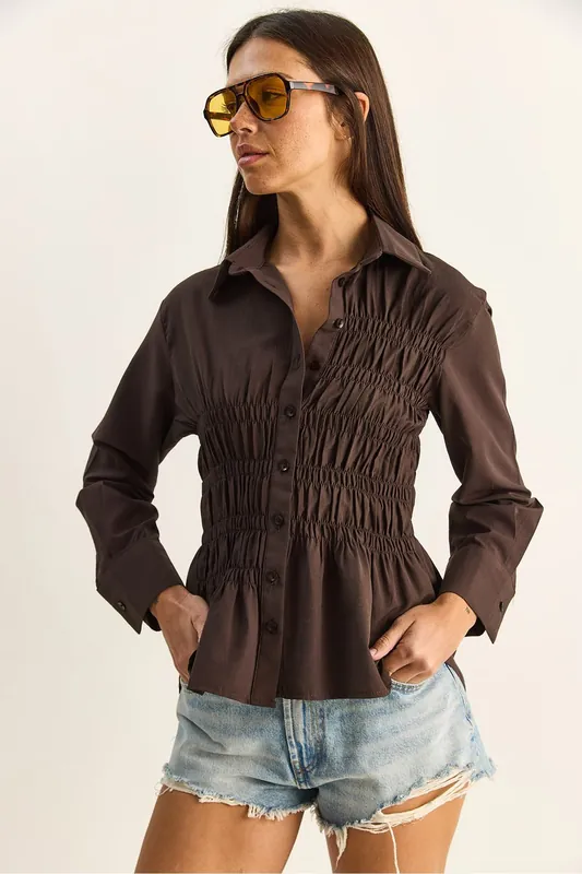 Women's Regular-Fit Cotton-Blend Poplin Shirt