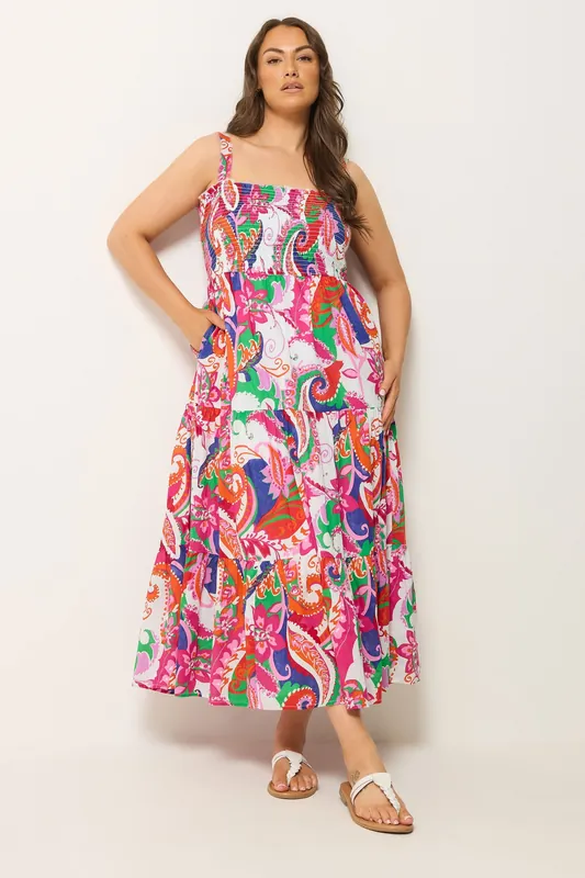 Abstract Shirred Maxi Sundress - Yours