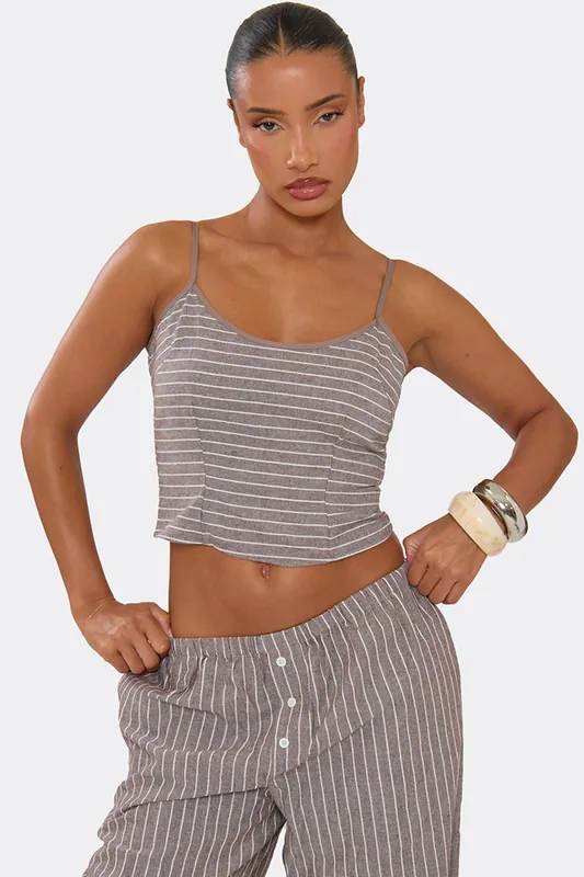 Strappy Pinstripe Cami Top - EGO